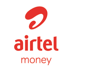Airtel Money logo featuring a red swoosh symbol above the red 'airtel money' wordmark on a white background.